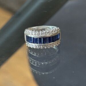 Sterling  Silver and Blue Women's Ring